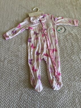 Milkberry Pink Butterfly Footed One-Piece for Girls Size 3-6 Months. NWT